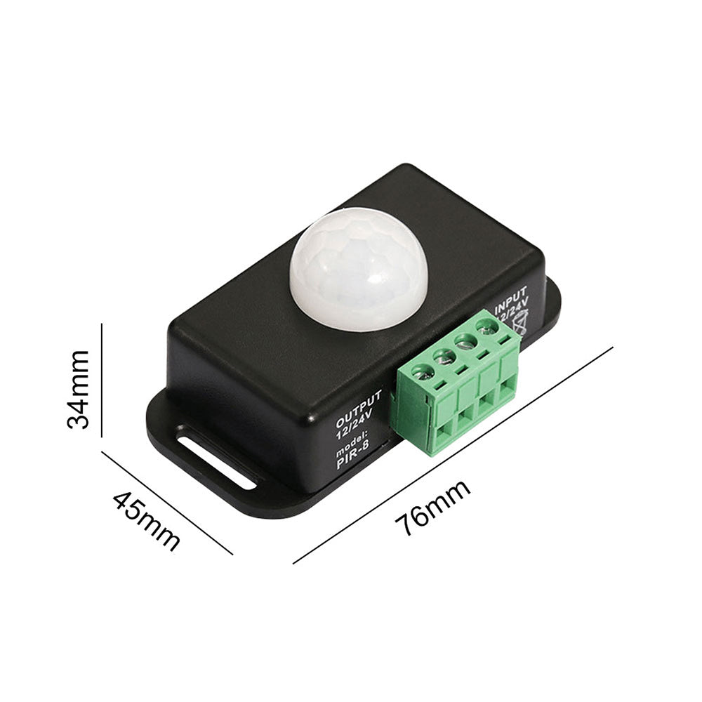 12v Motion Detector Suits 12v and 24v DC With 6A Output for Lighting (Black)