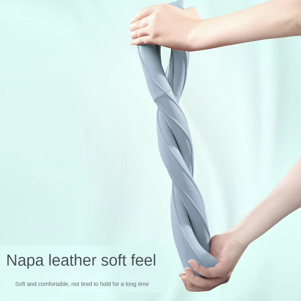 Napa Leather Car Steering Wheel Cover Universal 38cm Non-slip Breathable Black