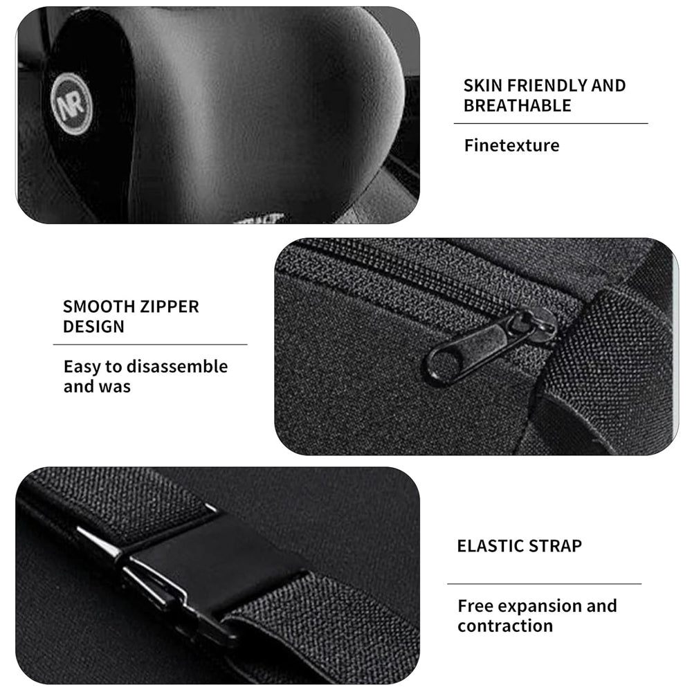 1 Set Black Car Neck Pillow and Lumbar Support Memory Foam Cushion Soft &Durable