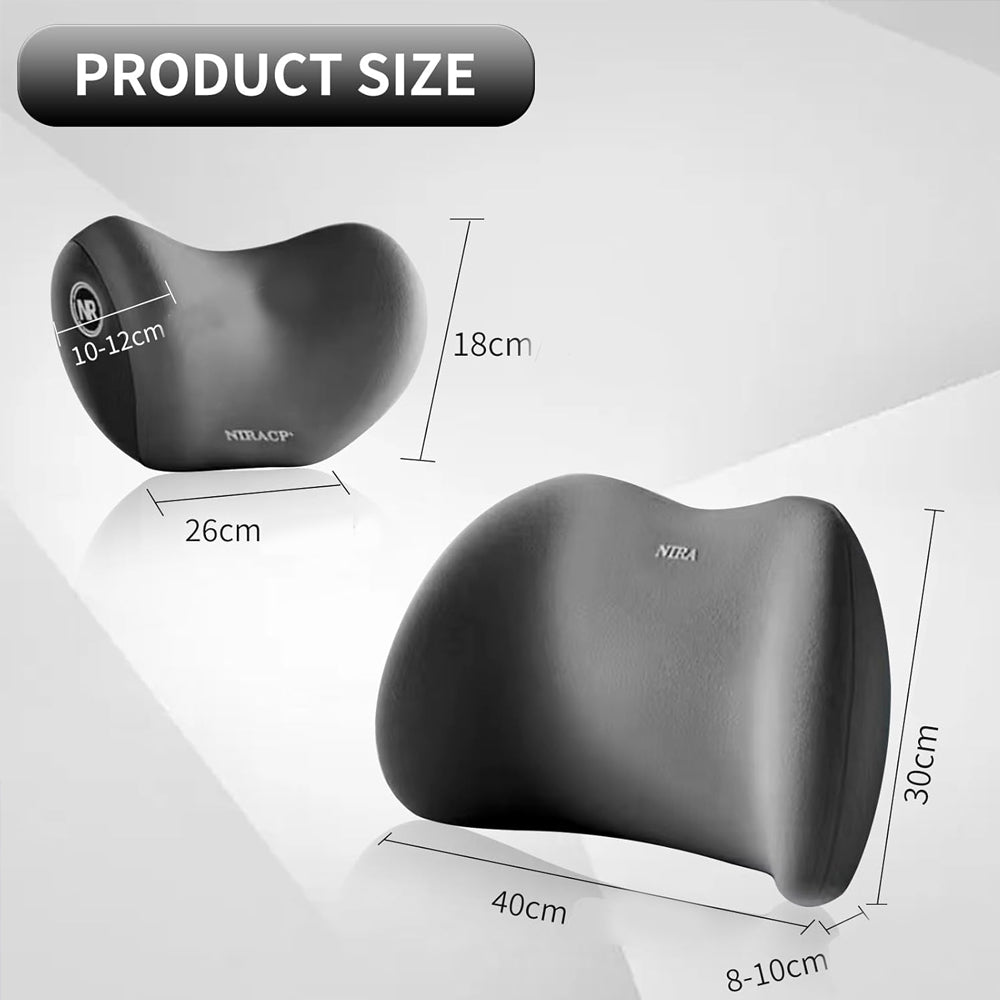 1 Set Brown Car Neck Pillow and Lumbar Support Memory Foam Cushion Soft &Durable