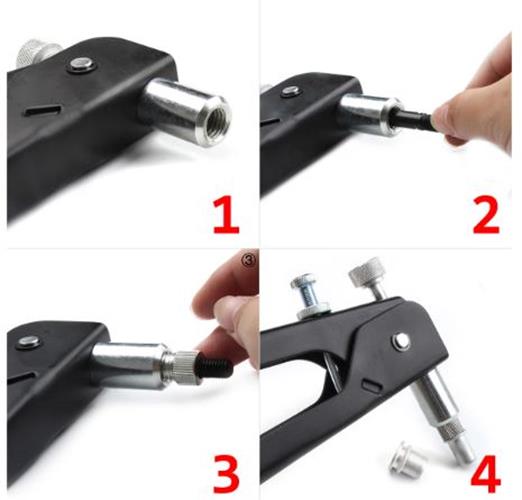 100 Piece Kit Nut Rivet Gun and Tan Alloy Rivets M3 M4 M5 M6 M8 (100pcs)