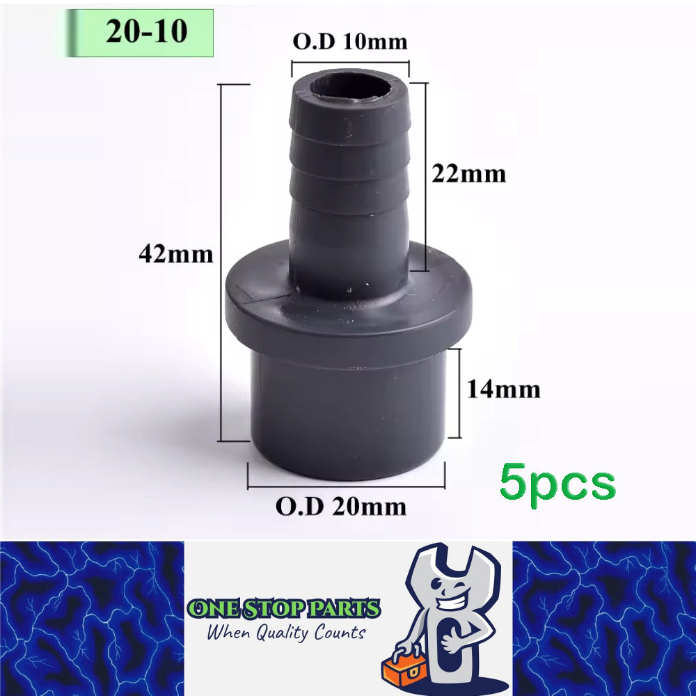 5 x OD20-10mm Pagoda Connector UPVC Hose Barb Fitting Water Pipe Joint Adapter