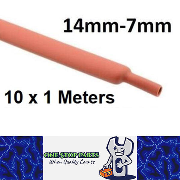 10 X 1 METER LENGTHS RED 14MM HEAT SHRINK 2:1 TO 7MM 10 METERS TOTAL RED