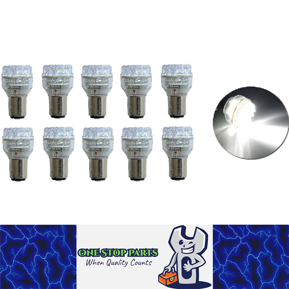 10 x BA15S 12V 24 LED COOL WHITE 192 LUMENS CARAVAN CAR BIKE BOAT LED GLOBES