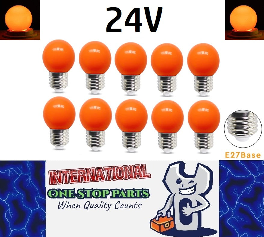 10 x Orange 24v E27 1W LED Bubble Globe Frosted Orange Lens sign party (10pcs)
