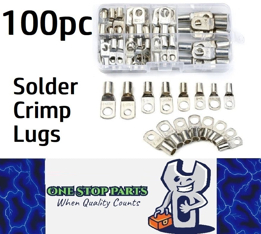 100 x Assorted Solder eye terminals Lugs 6mm 8mm and 10mm eye terminals (100pcs)