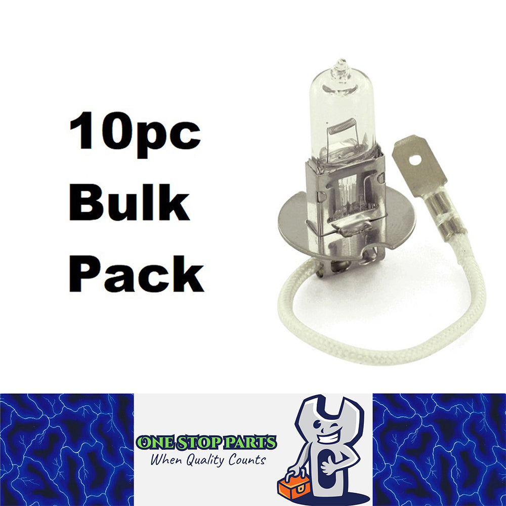 10 x Bulk Pack 12v H3 100w Clear Halogen Globes Bulbs Brighter than 55w