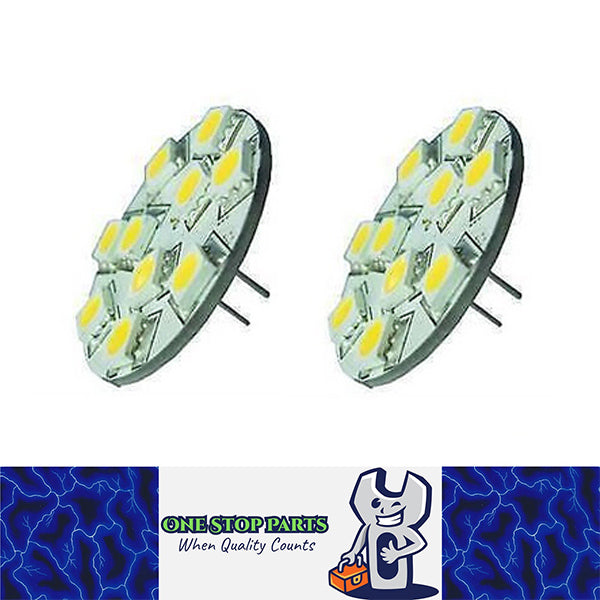 2 x 10-30V AC/DC G4 10SMD WARM WHITE REAR PIN STYLE 220LM SUITS 12V AND 24V