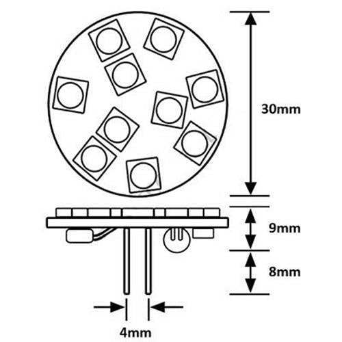2 x 10-30V AC/DC G4 10SMD WARM WHITE REAR PIN STYLE 220LM SUITS 12V AND 24V