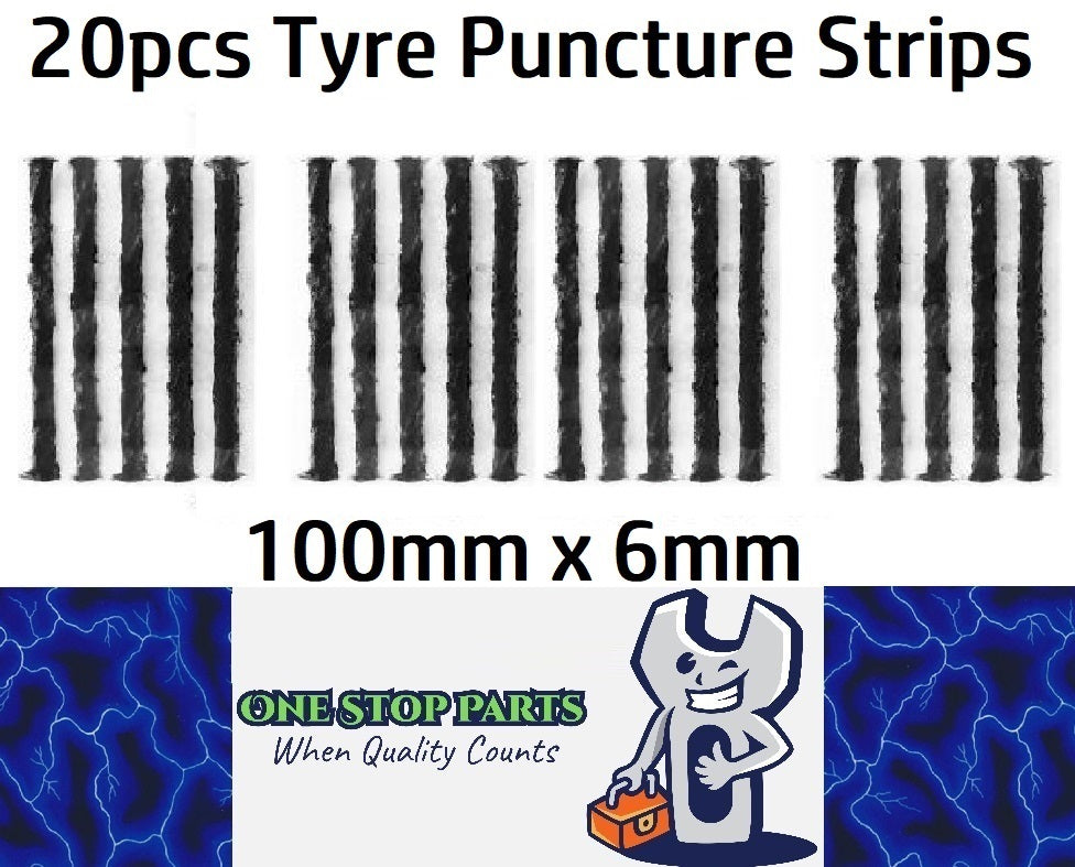 20 x Black 6mm Tyre repair kit strips for plugging tyre puncture hole (20pcs)
