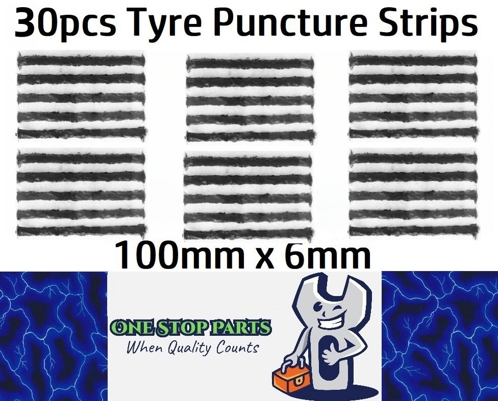 30 x Black 6mm Tyre repair kit strips for plugging tyre puncture hole (30pcs)