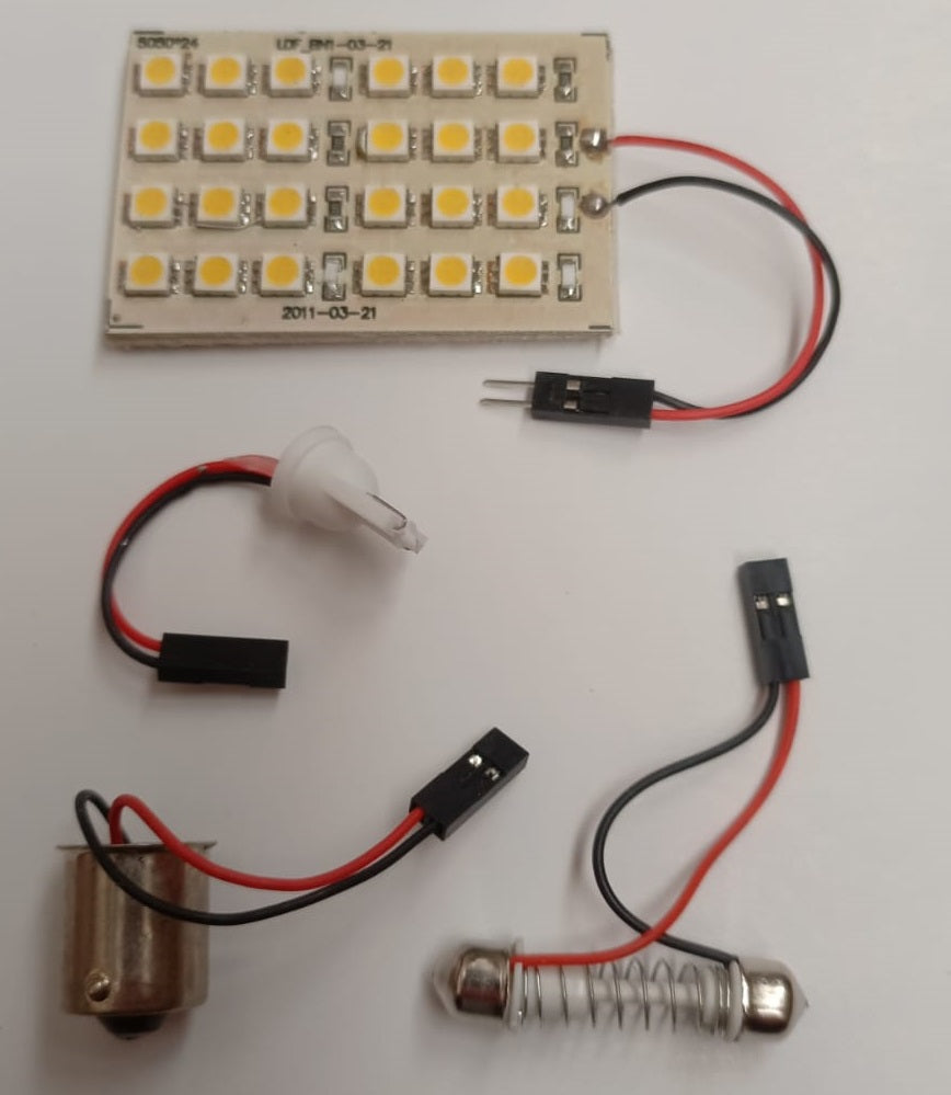 12V 24SMD WARM WHITE LED BOARD ADHESIVE BACK WITH GLOBE ADAPTORS SUIT JAYCO VAN