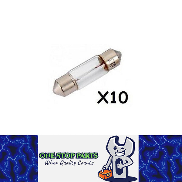10 x 24V 3W FESTOON GLOBES 24 VOLT 3 WATT BASE TYPE 8 x 28mm T-8mm 10PC PACK