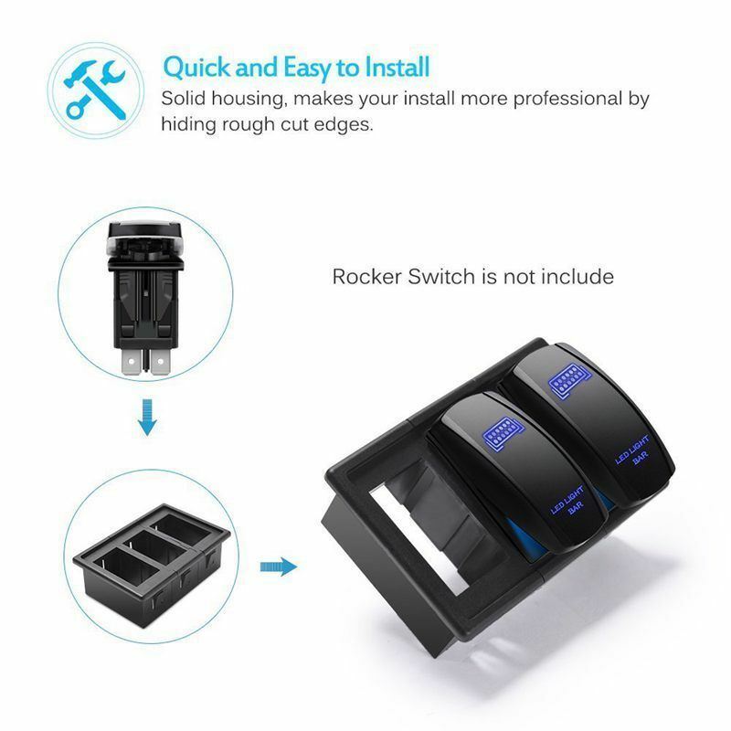 3 ROCKER PUSH SWITCH HOLDER GANG MOUNT FOR IN OR UNDER DASH MOUNTING HOLDS 3