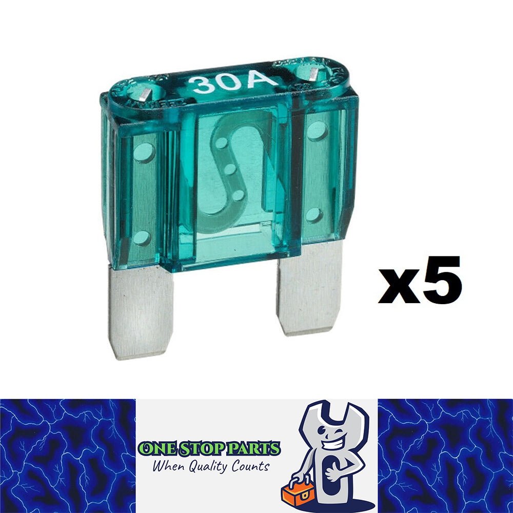 5 x GREEN 30 AMP MAXI BLADE FUSES 30AMP 5PCS FREE DELIVERY BULK BUY