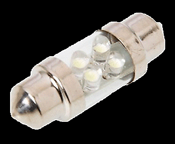 2 X 12V 31mm 4 LED WHITE FESTOON GLOBES 16 LUMENS IDEAL FOR INTERIOR LIGHTING