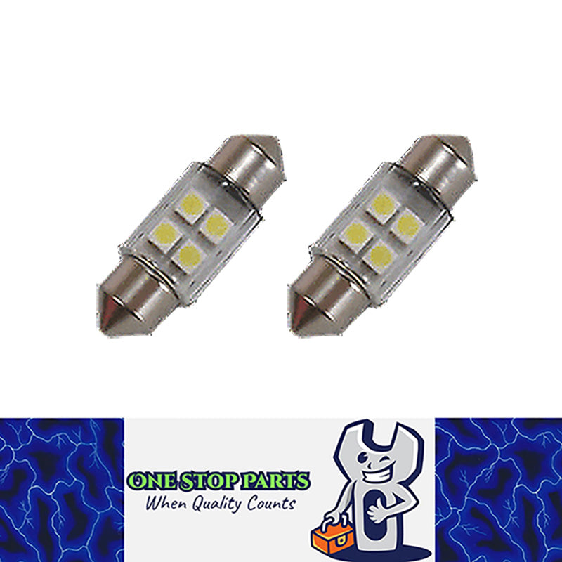 2 X 24V 31mm WHITE 8 SMD DOUBLE SIDED FESTOON LED GLOBE 64LM INTERIOR LED GLOBES