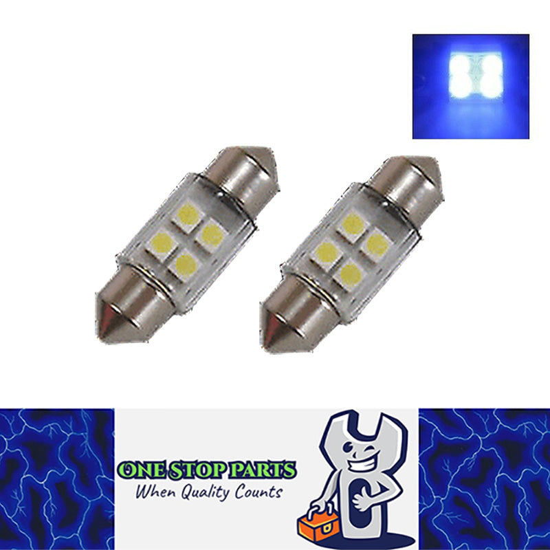 2 X 12V 31mm BLUE 8 SMD DOUBLE SIDED FESTOON LED GLOBE 64LM INTERIOR LED GLOBES