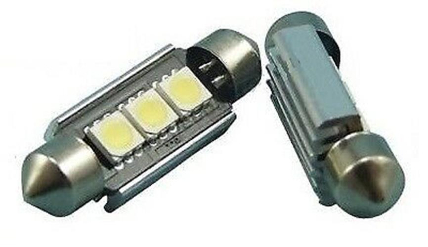 12V 36mm 3 SMD GREEN LED CANBUS GLOBE 66LM FOR INTERIOR LIGHT 36MM GREEN FESTOON