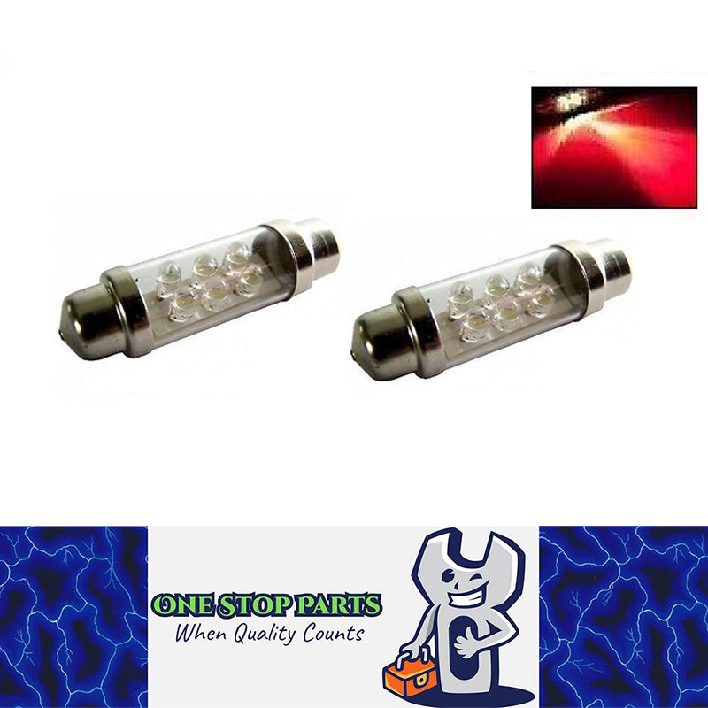 2PCS 12V RED 36mm 6 LED GLOBE 24 LUMENS INTERIOR LED FESTOON GLOBE X 2