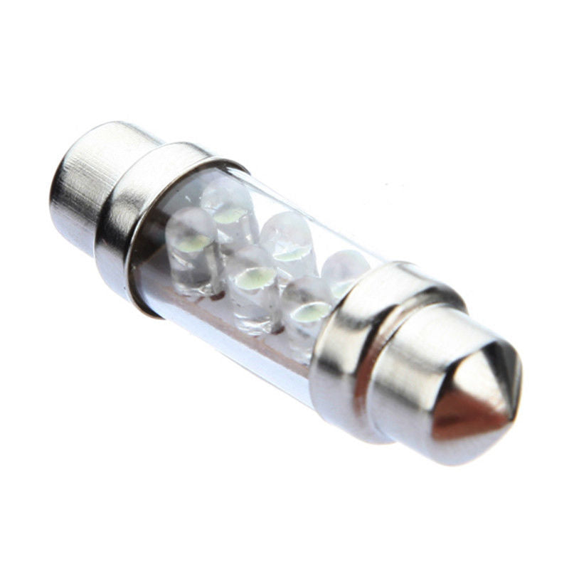 2PCS 12V WHITE 36mm 6 LED GLOBE 24 LUMENS INTERIOR LED FESTOON GLOBE X 2