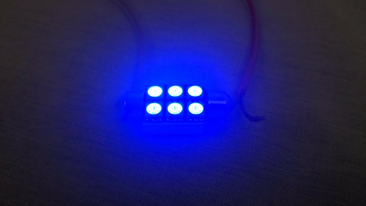 12V 36mm BLUE Festoon LED Globe 6smd bright 132 Lumens Interior Globe