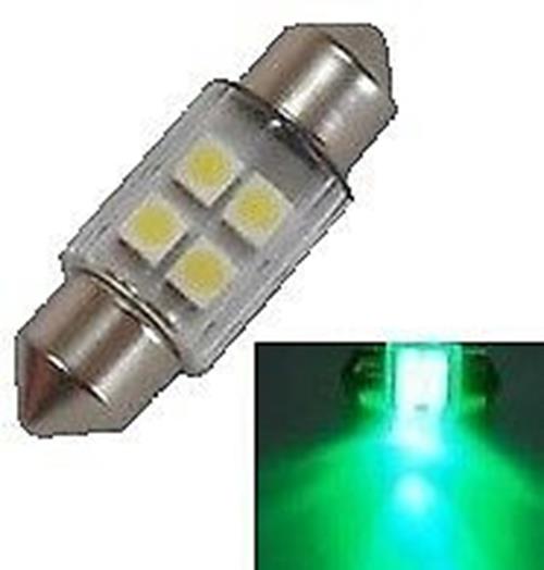 GREEN 12V 36mm 8 SMD DOUBLE SIDE FESTOON GLOBE 64 LUMENS 360 DEGREE LIGHT
