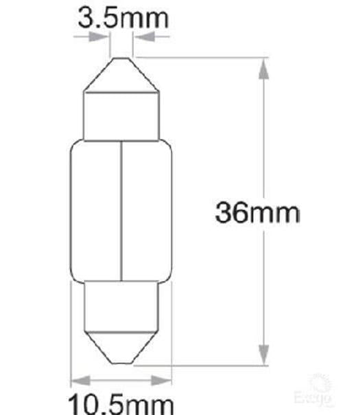 10 x 36mm 12V 5W FESTOON GLOBES 12 VOLT 5 WATT BASE TYPE 36mm 10PC PACK