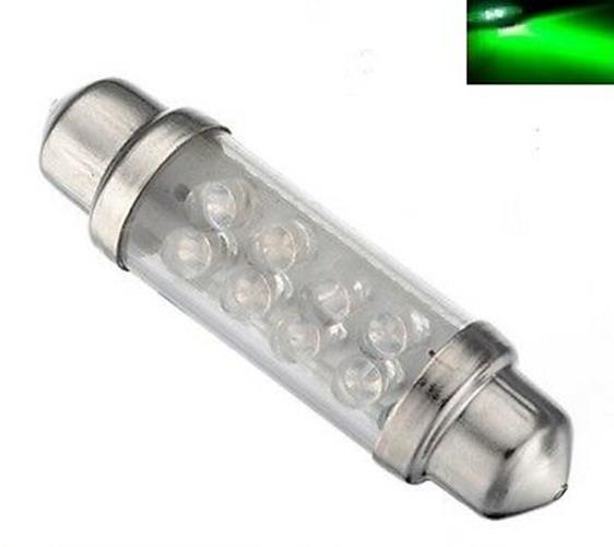 2 x 12V GREEN 39mm 8 LED FESTOON GLOBE 32 LUMENS FOR INTERIOR LIGHT GLOBE