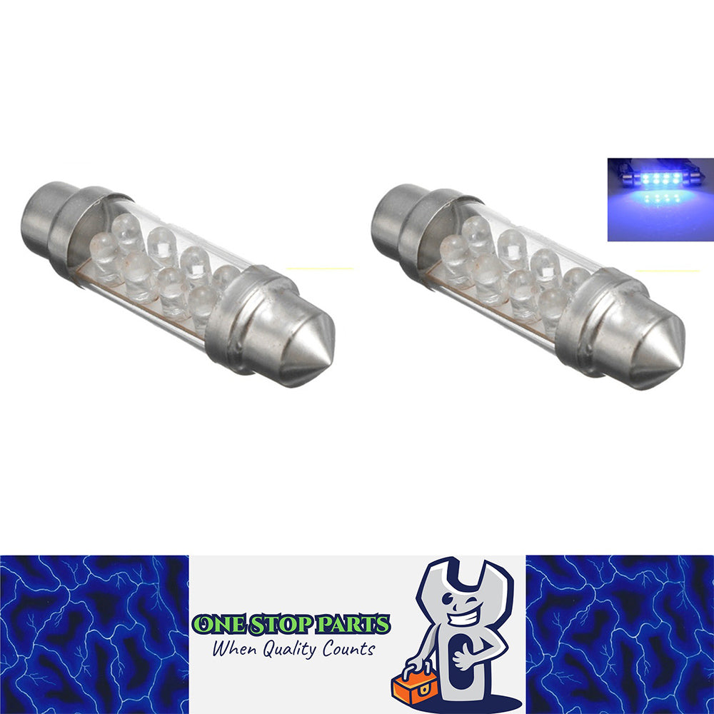 2PCs 12V BLUE 39mm 9 LED FESTOON GLOBE 36 LUMENS FOR INTERIOR LIGHT GLOBE