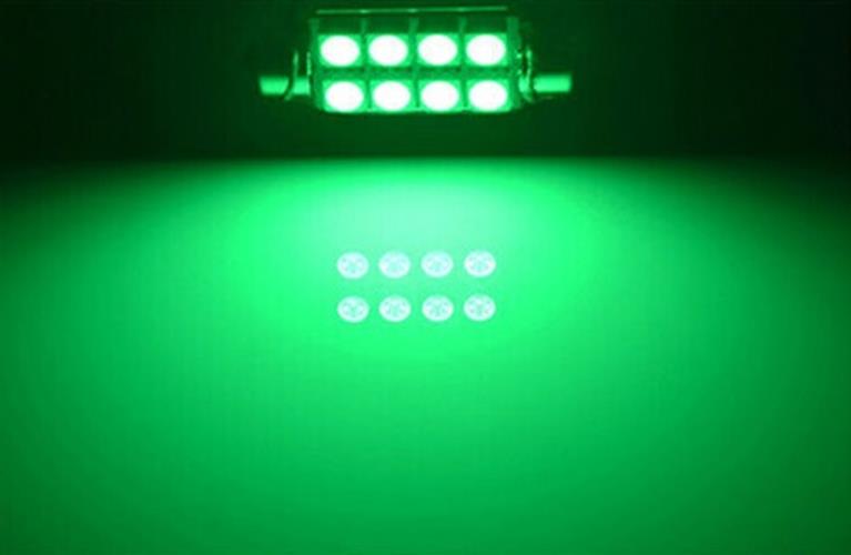 GREEN FESTOON 12V 42mm 8 SMD GLOBE 176 LUMENS VERY BRIGHT GREEN FESTOON LED