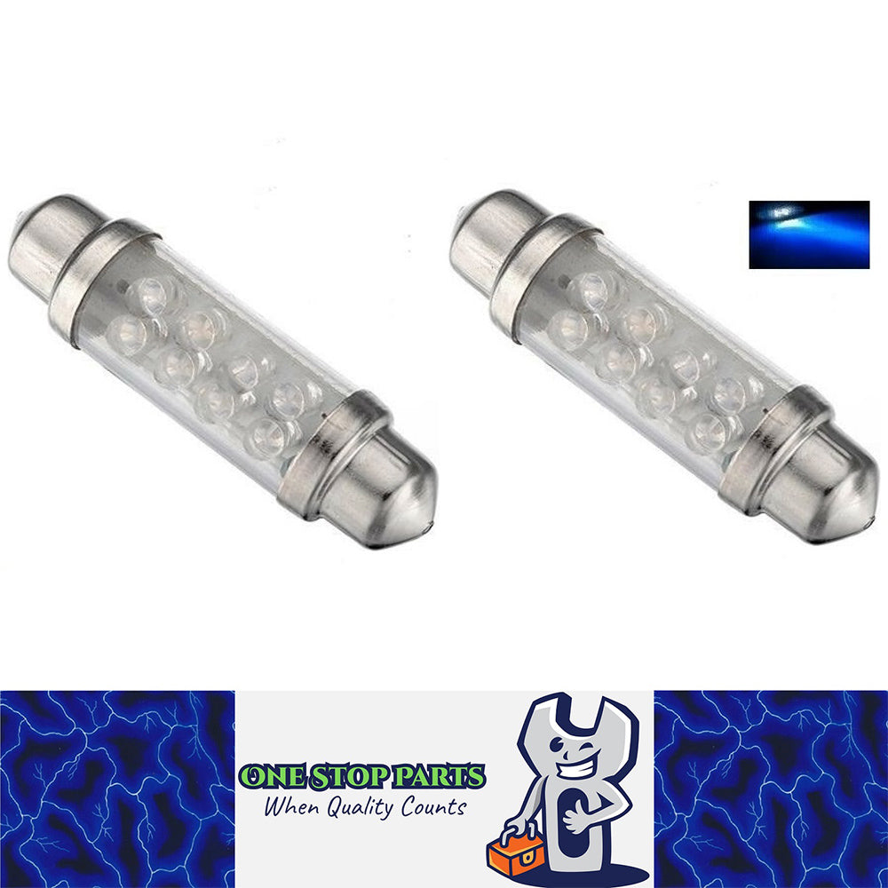 2 x 12V BLUE 43mm 8 LED FESTOON GLOBE 32 LUMENS FOR INTERIOR LIGHT GLOBE 2pcs