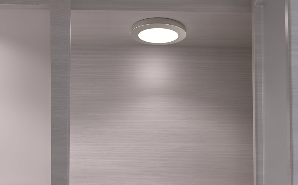 12V 60MM ROUND PUCK LIGHT THIN SURFACE MOUNT COOL WHITE (NO SWITCH STYLE)