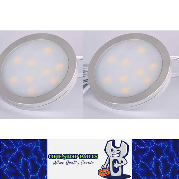 2 x 12V 60MM ROUND PUCK LIGHT THIN SURFACE MOUNT WARM WHITE (NO SWITCH STYLE)