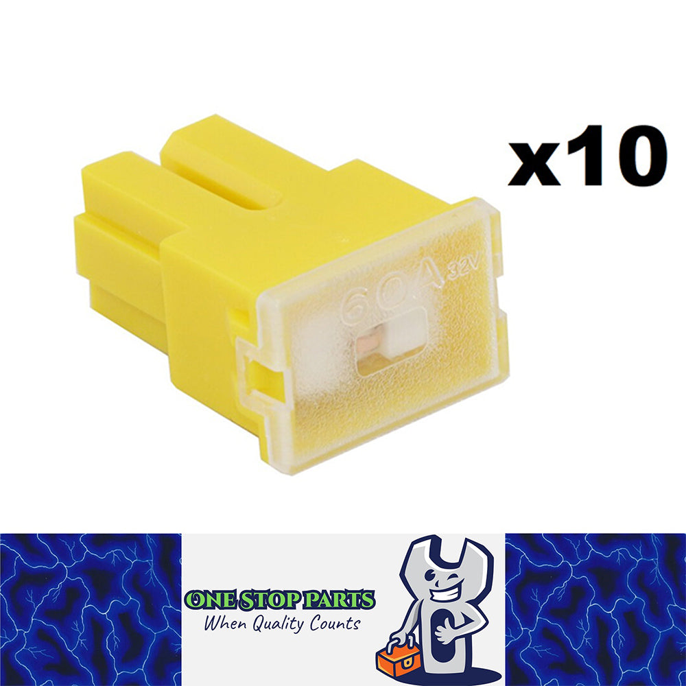 10 x YELLOW 60 AMP SLOW BLOW FEMALE PAL FUSE BLOCK 60AMP FUSE FREE DELIVERY
