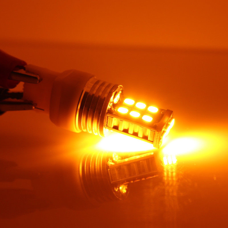 2 x 12V T20 AMBER LED 7443 7440 LIGHT GLOBE 15 SMD SUPER BRIGHT 300/380 LUMENS