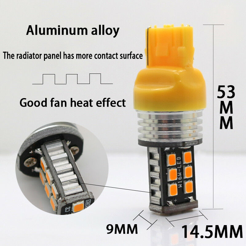 2 x 12V T20 AMBER LED 7443 7440 LIGHT GLOBE 15 SMD SUPER BRIGHT 300/380 LUMENS