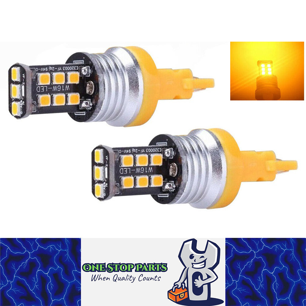 2 x 12V T20 AMBER LED 7443 7440 LIGHT GLOBE 15 SMD SUPER BRIGHT 300/380 LUMENS