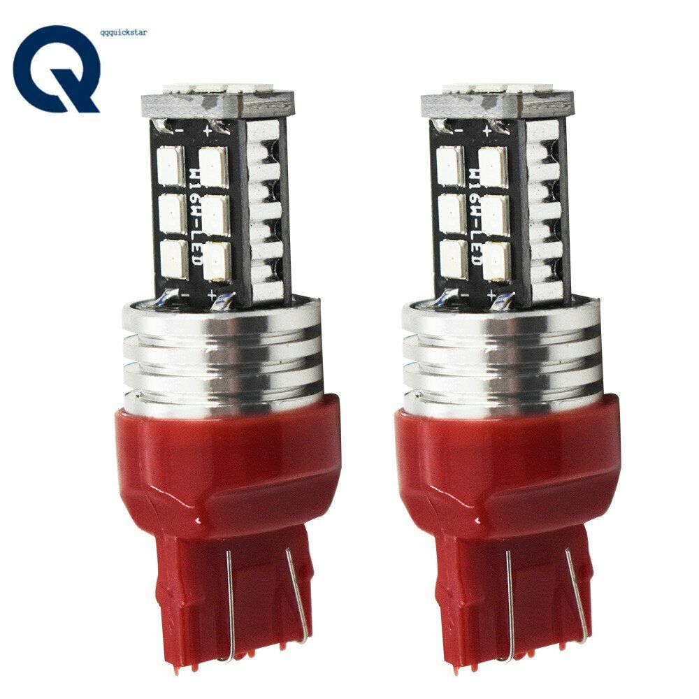 2 x 12V T20 RED LED 7443 7440 LIGHT GLOBE 15 SMD SUPER BRIGHT 300/380 LUMENS