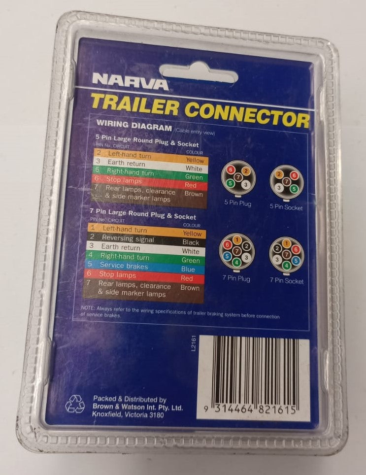 Narva Trailer Plug 7 Pin Round Metal 82161BL