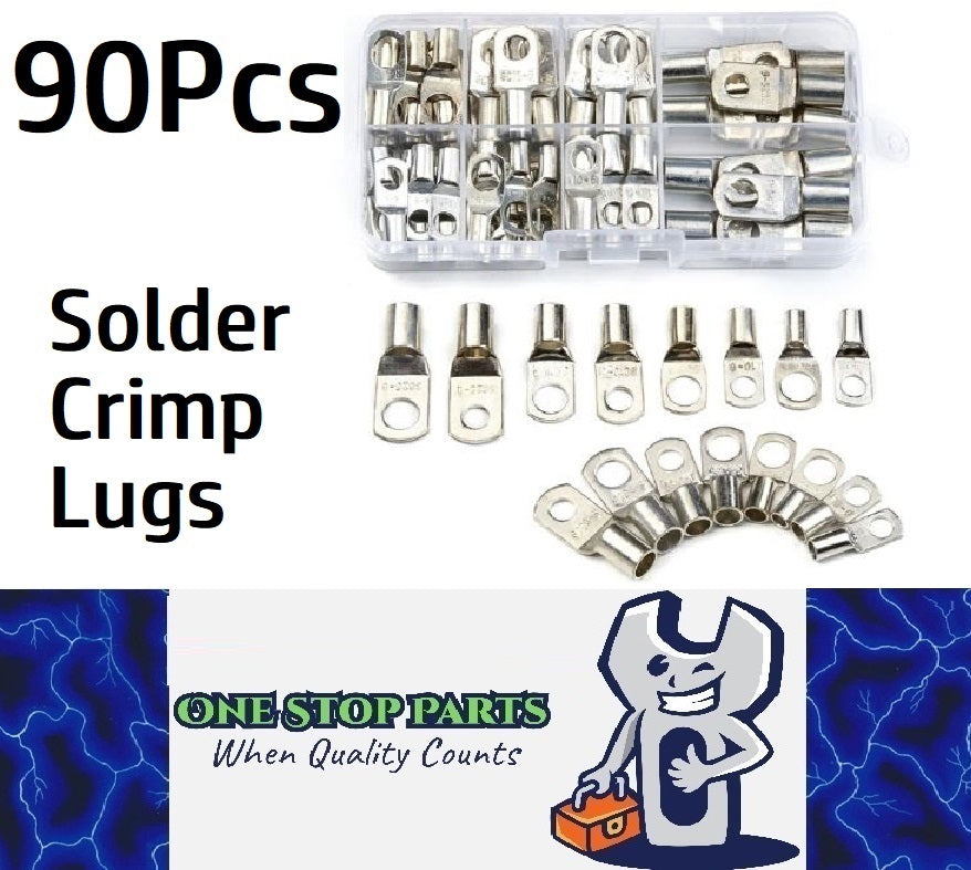 90 Assorted Solder Crimp eye terminals Lugs 6mm 8mm 10mm eye terminals (90pcs)