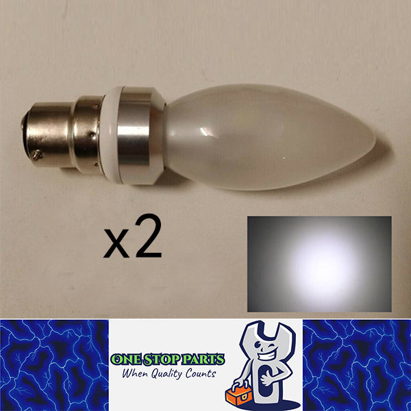 2PCS 240V B22 3W GLOBE CANDLE BULB 270 LUMENS COOL WHITE COMPARED TO 25W