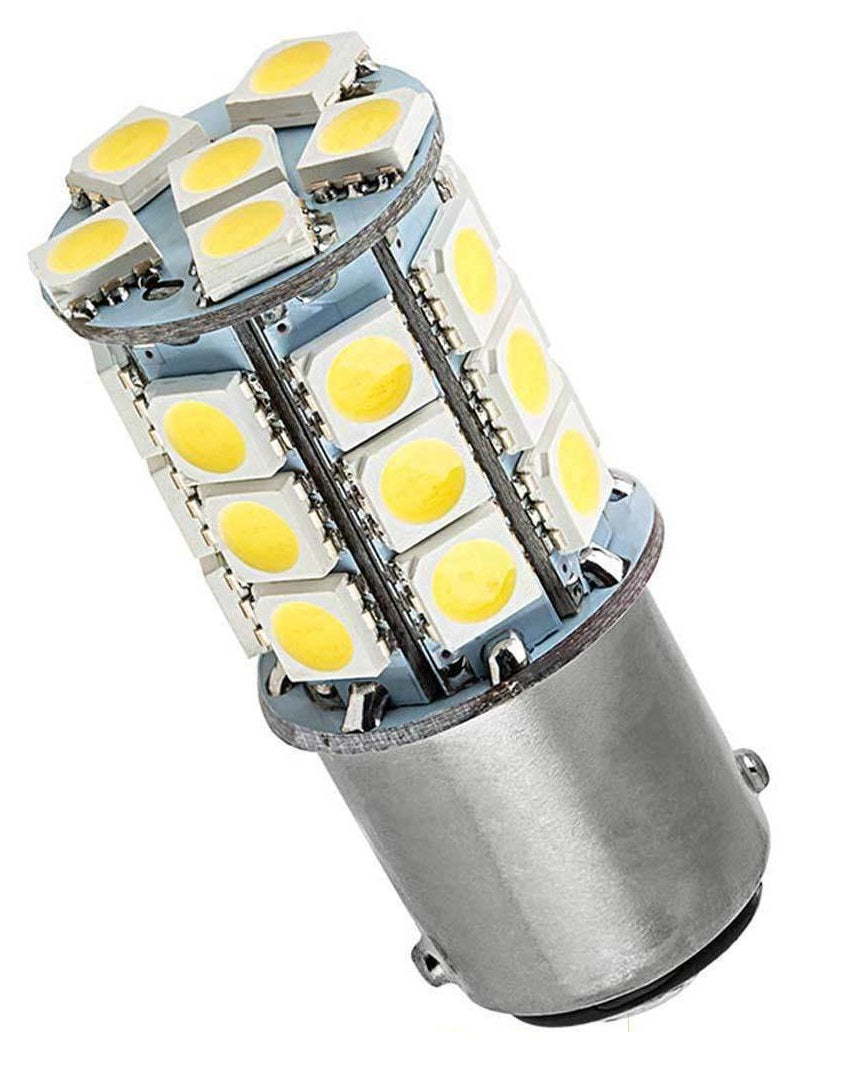 2 x 12V LED BA15D LIGHT GLOBE 400LM WARM WHITE 27 SMD 5050 Caravan Car RVs 2PCS