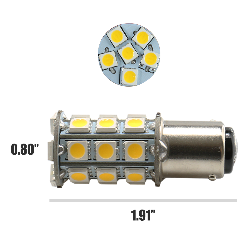 2 x 12V LED BA15D LIGHT GLOBE 400LM WARM WHITE 27 SMD 5050 Caravan Car RVs 2PCS