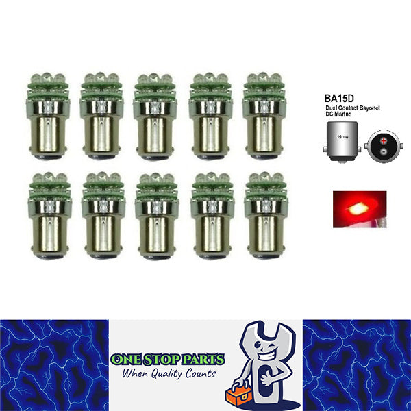 10 X BA15D 12V 18 LED RED GLOBES 108LM SUIT BOAT CARAVAN MAP 10PCS