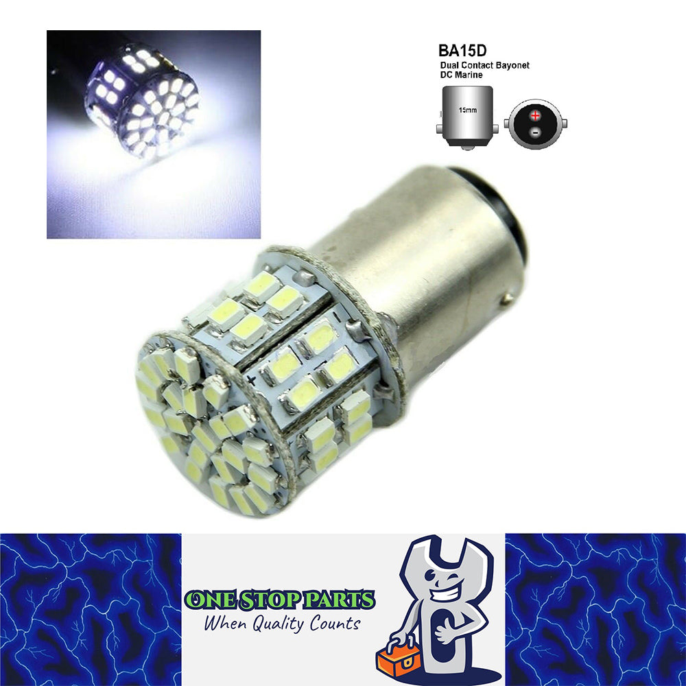 COOL WHITE BA15D 1142 12V 50 SMD LED GLOBE 300LM CARAVAN LIGHT GLOBE 1PC