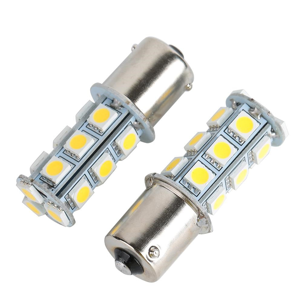 2 x 12V LED BA15S LIGHT GLOBE 288LM WARM WHITE 18 SMD 5050 Caravan Car RVs 2PCS