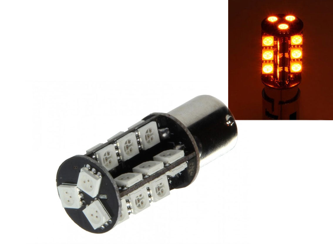 2 X BA15S 12V 27 SMD CANBUS 400LM AMBER CARAVAN CAR BIKE BOAT LED GLOBE 2PC