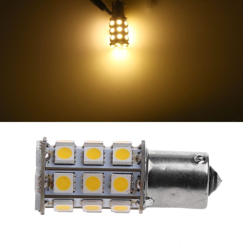 2 x 12V LED BA15S LIGHT GLOBE 400LM WARM WHITE 27 SMD 5050 Caravan Car RVs 2PCS