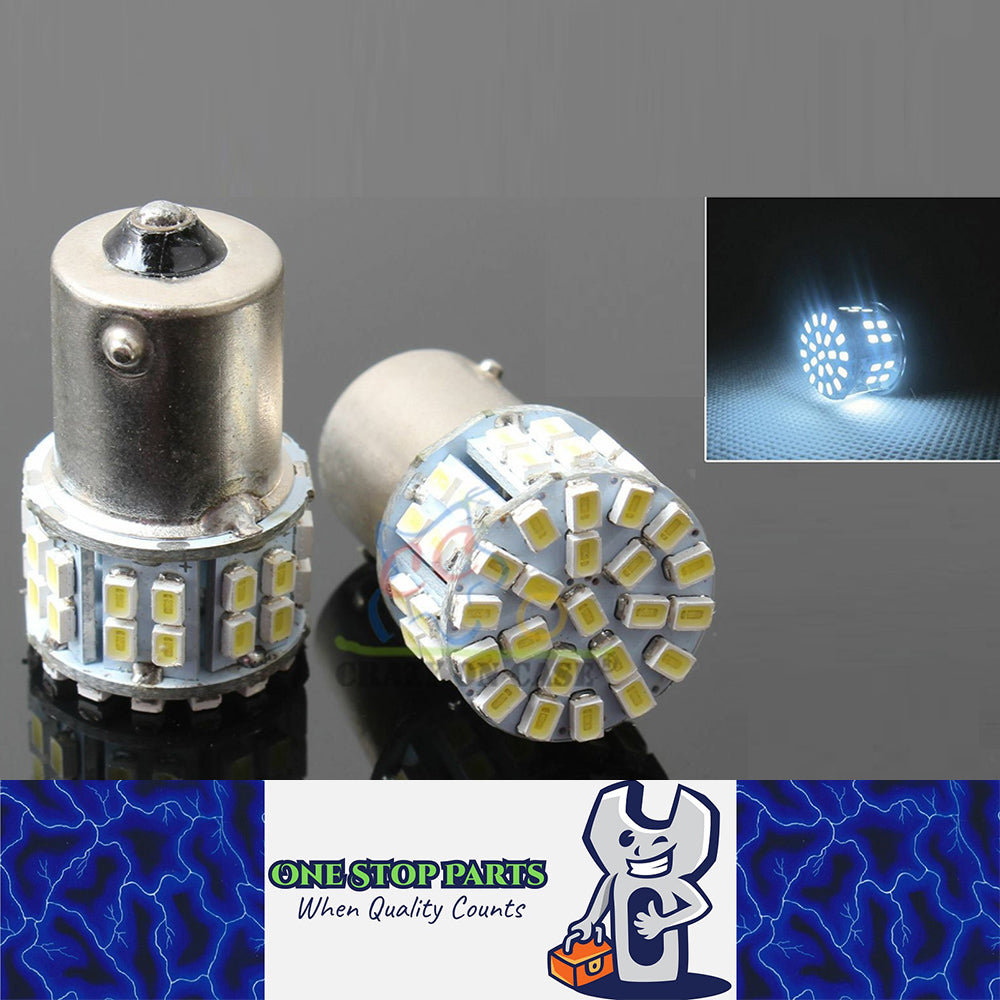 2 X BA15S COOL WHITE 1156 12V 50 SMD 150 LUMENS IDEAL FOR PARKERS